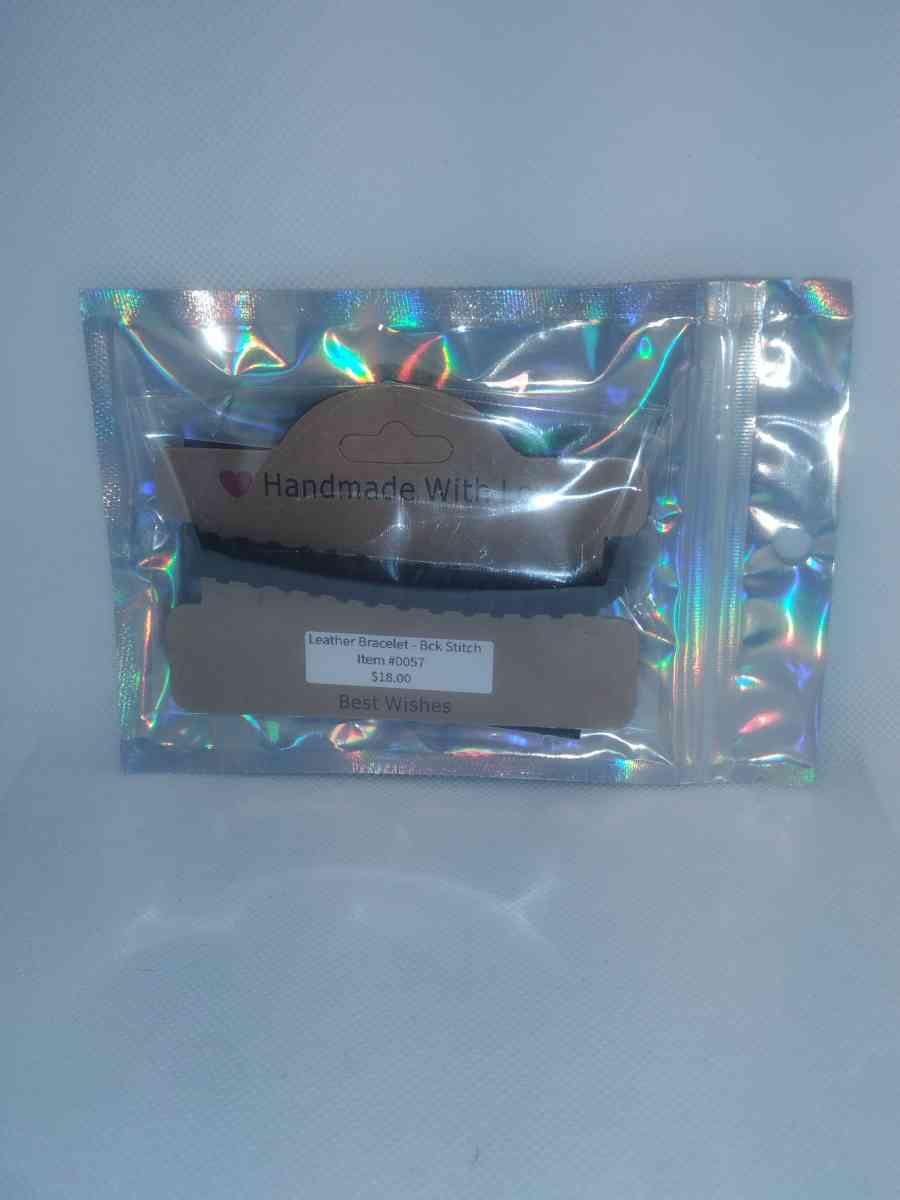 Faux Leather Bracelet back stitch black