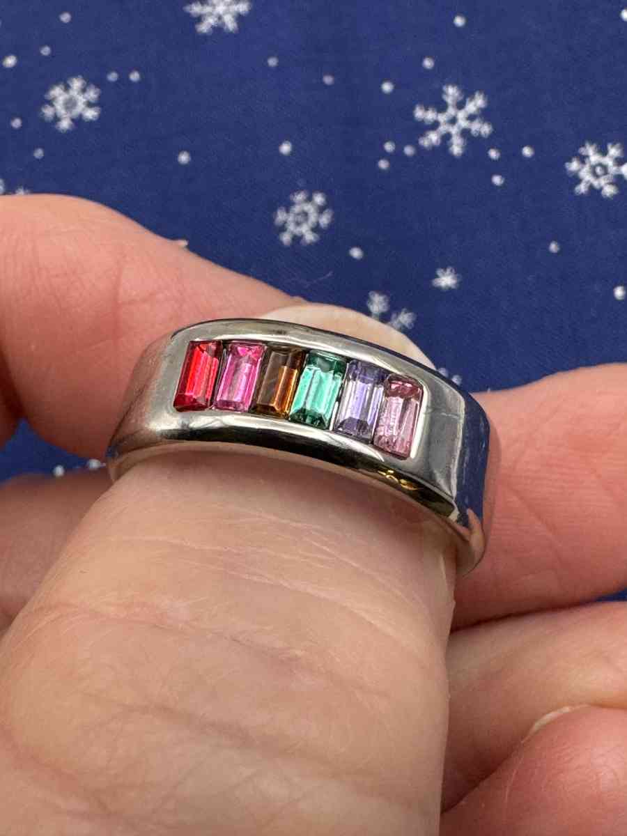 2016 New Stainless Steel  Silver Band Shiny Rhinestones  Rin
