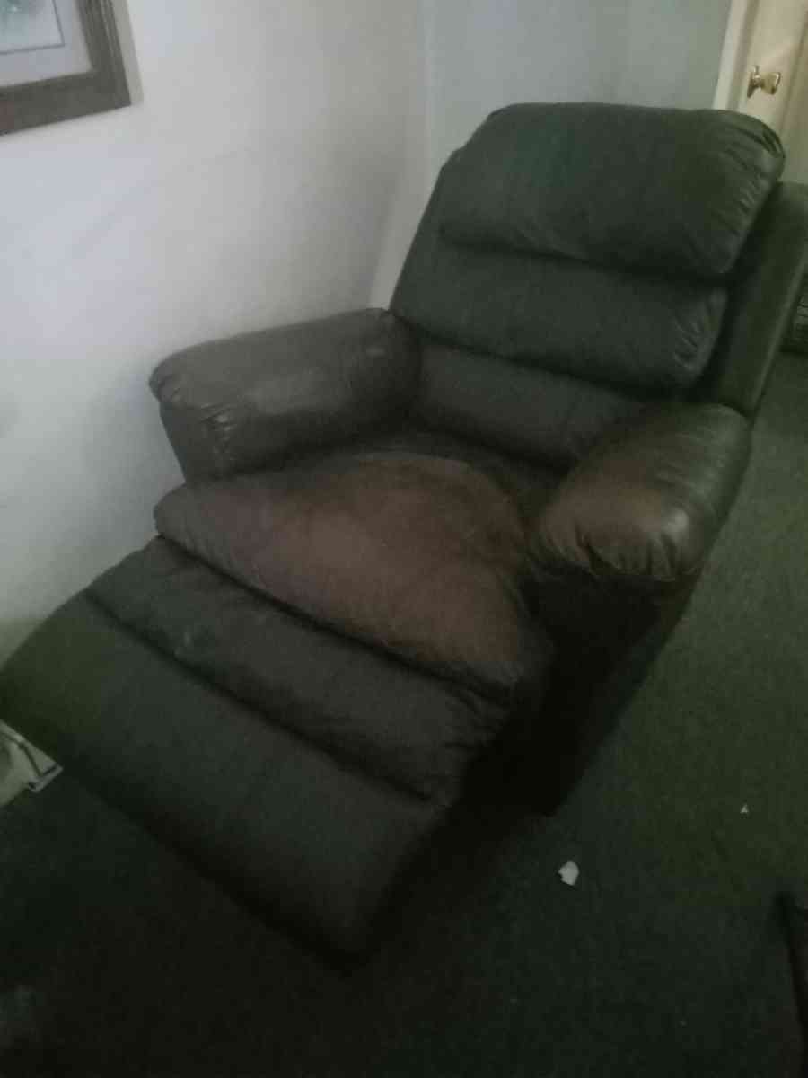Brown leather recliner
