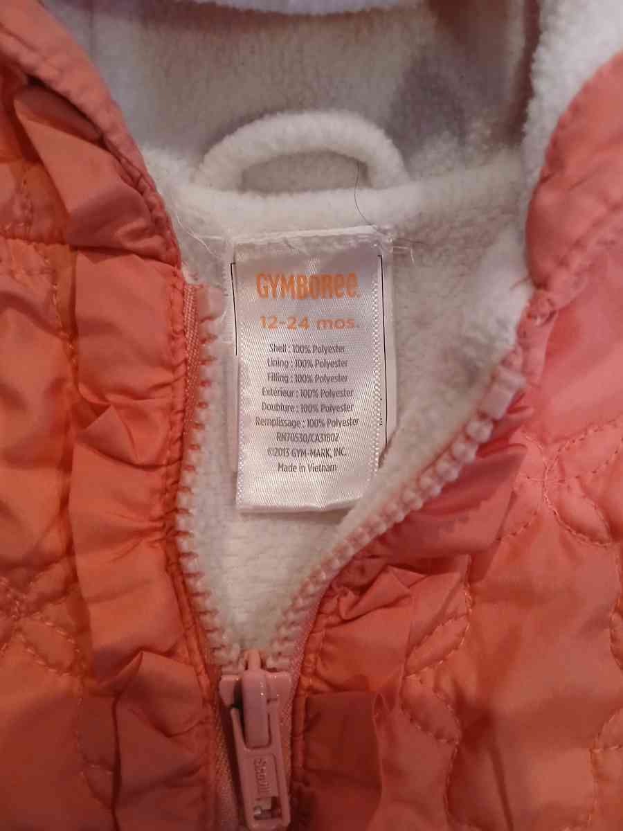 Gymboree Toddler Girls Peach Quilted Hooded Vest