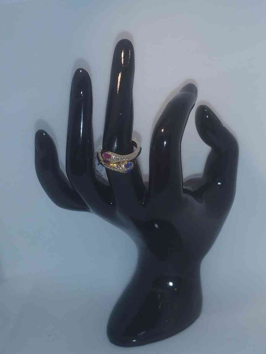 Pink Blue Snake Chic Rhinestone Ring