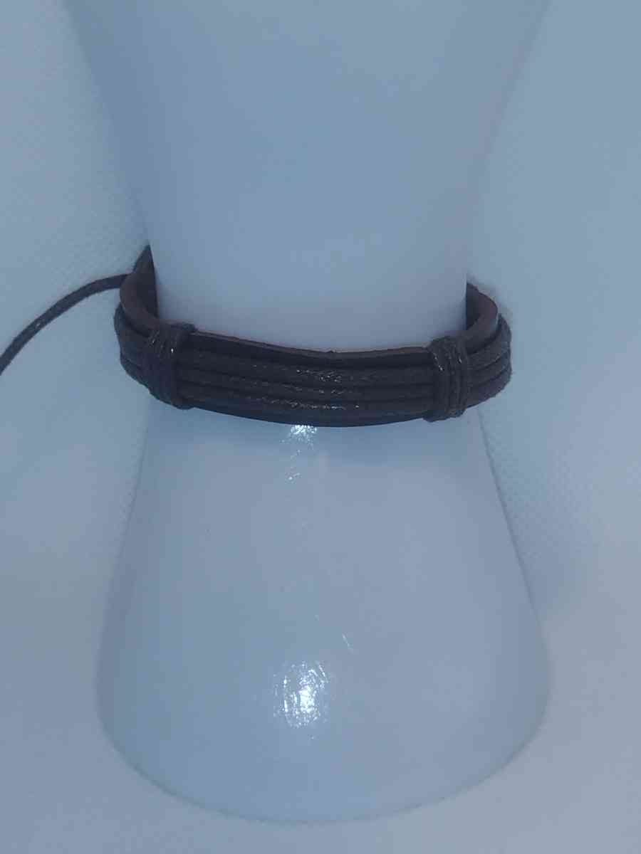 Faux Leather Bracelet 3 Cord Brown
