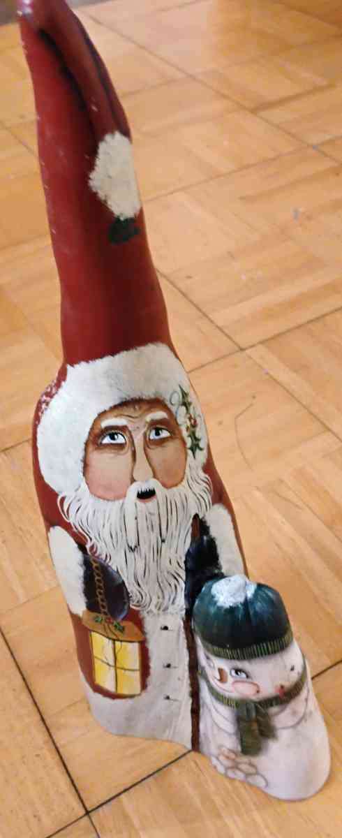 Hand painted Santa Claus  Snowman Cypress knee