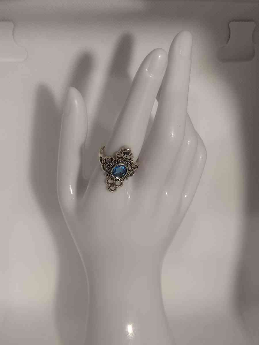 Blue Bohemian Style Silver Ring