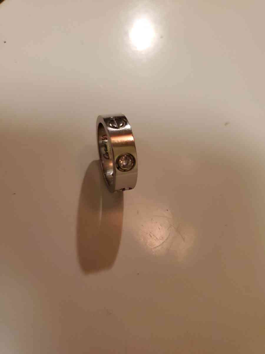 18k Cartier 3 Diamond Love Ring