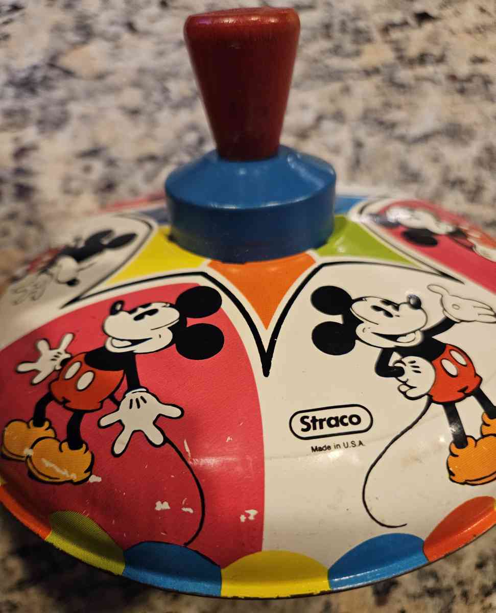 Vintage 1975 Disney Mickey Mouse Tin Litho Spinning top