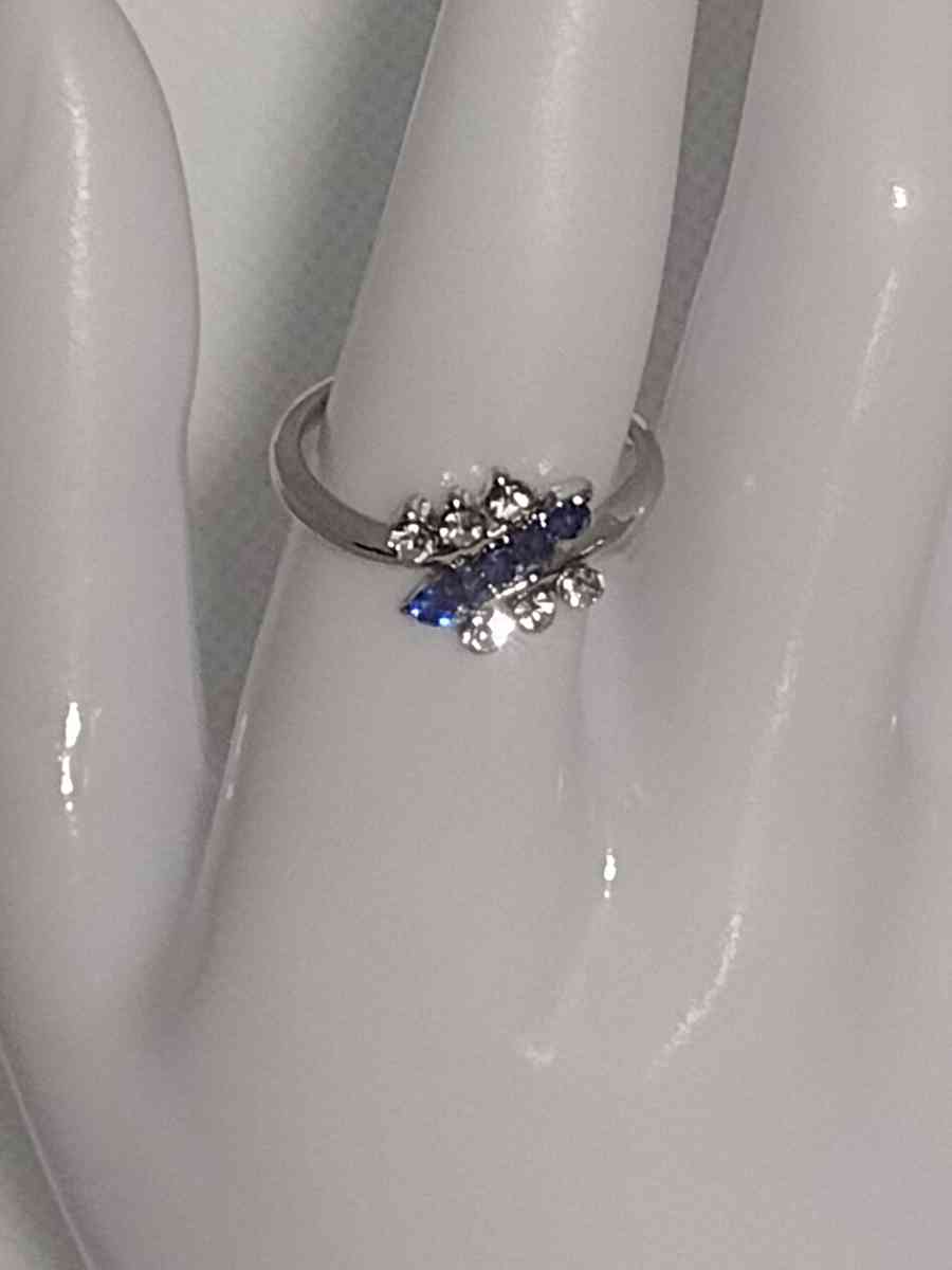 Blue Dragonfly Silvery Ring
