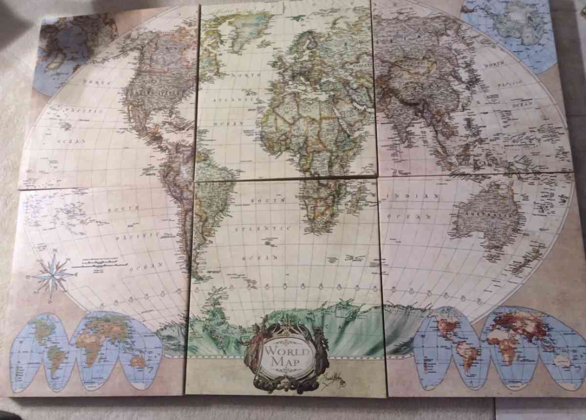 vintage world map art
