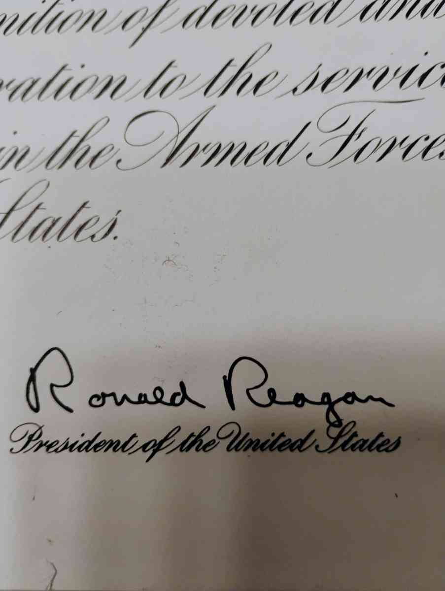 military in memory of signed by Ronald Reagan