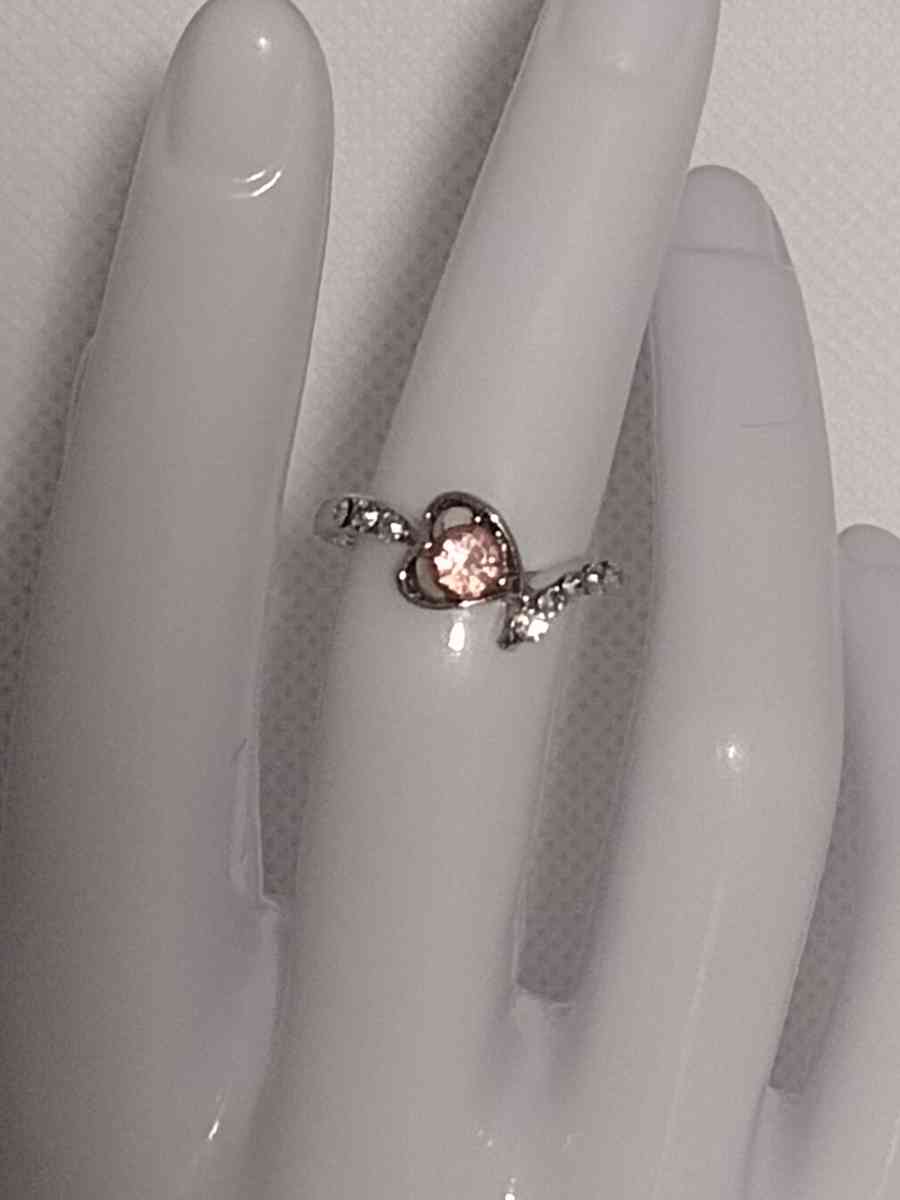 Pink Heart Silvery Ring
