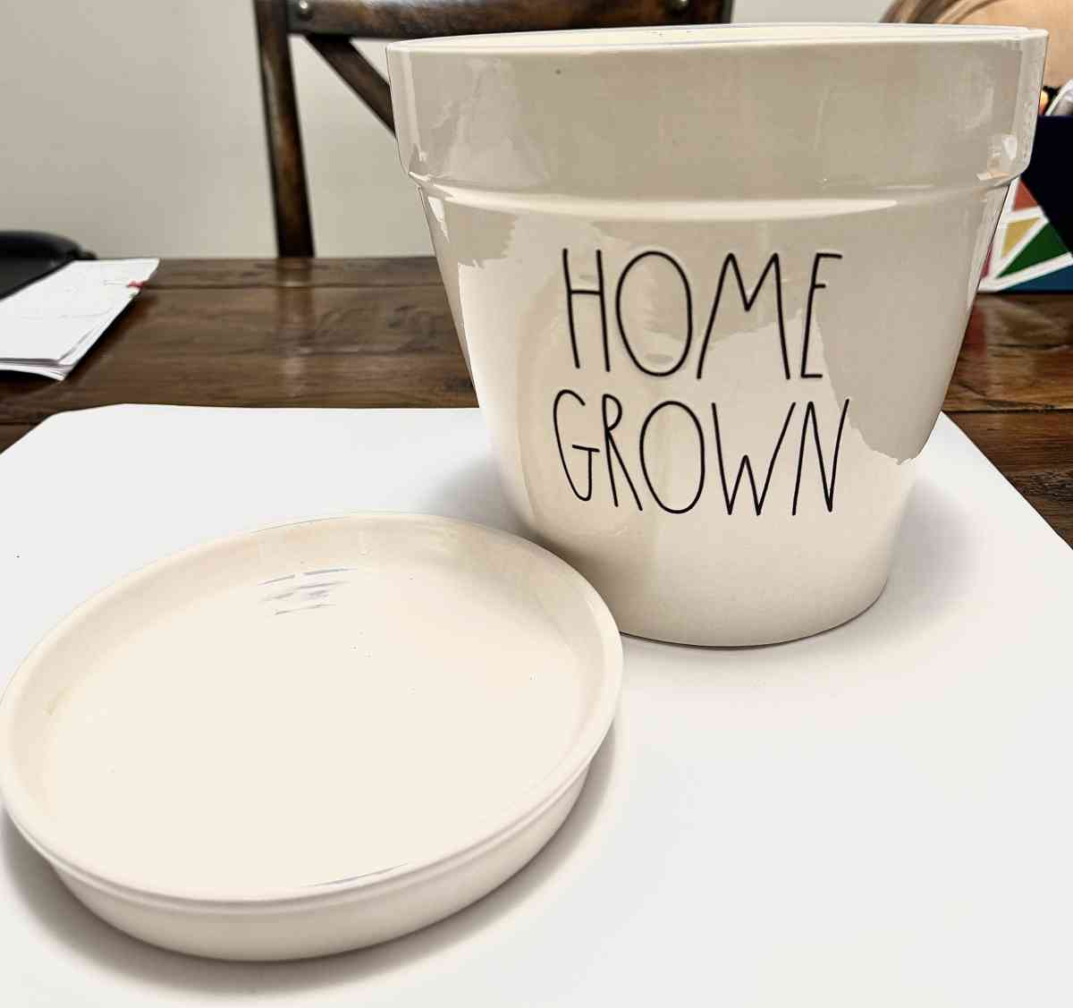 Rae Dunn Home Grown Glazed Ceramic 8 Inch Planter