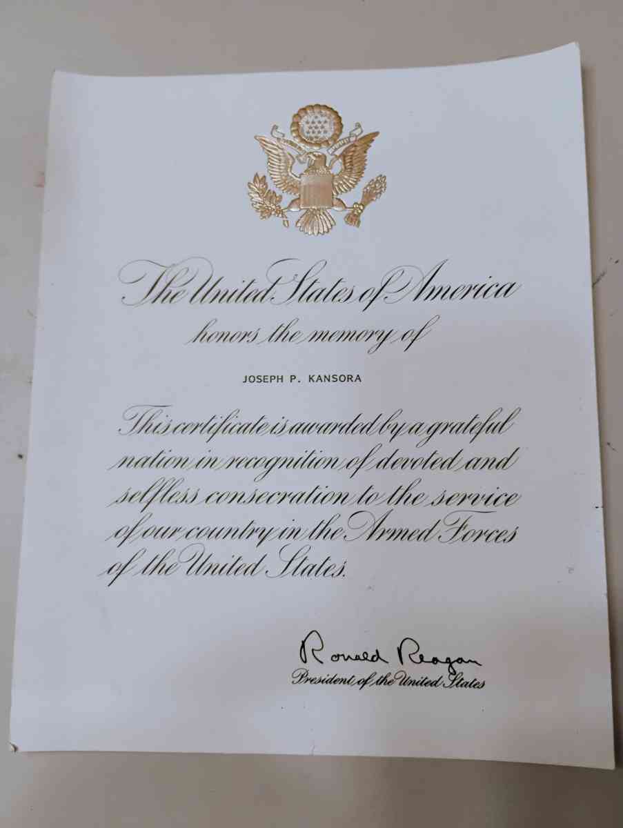 military in memory of signed by Ronald Reagan