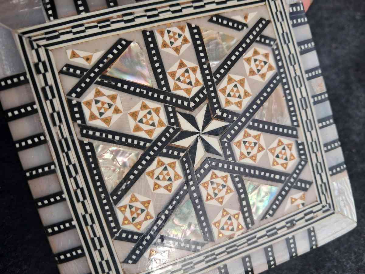Antique Handcrafted Mother of Pearl Trinket Box