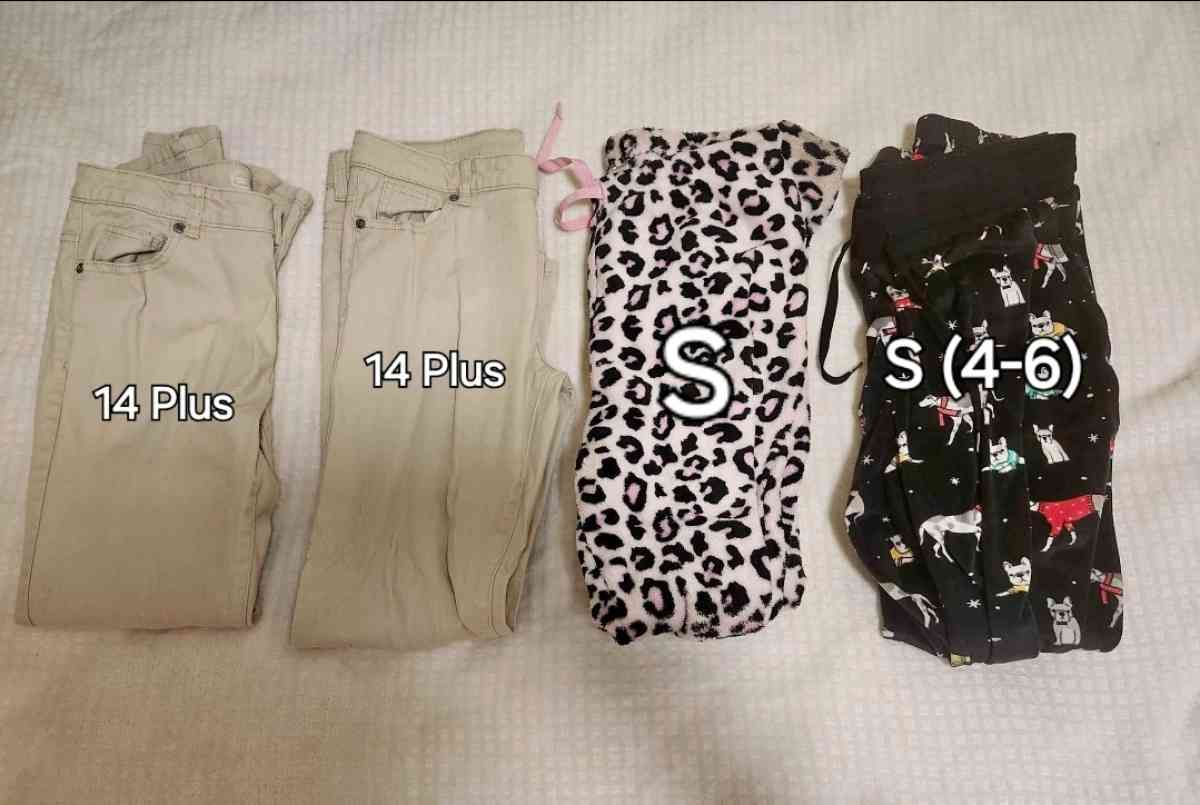 14 Plus and Size Small Girls Pants 4 Pack