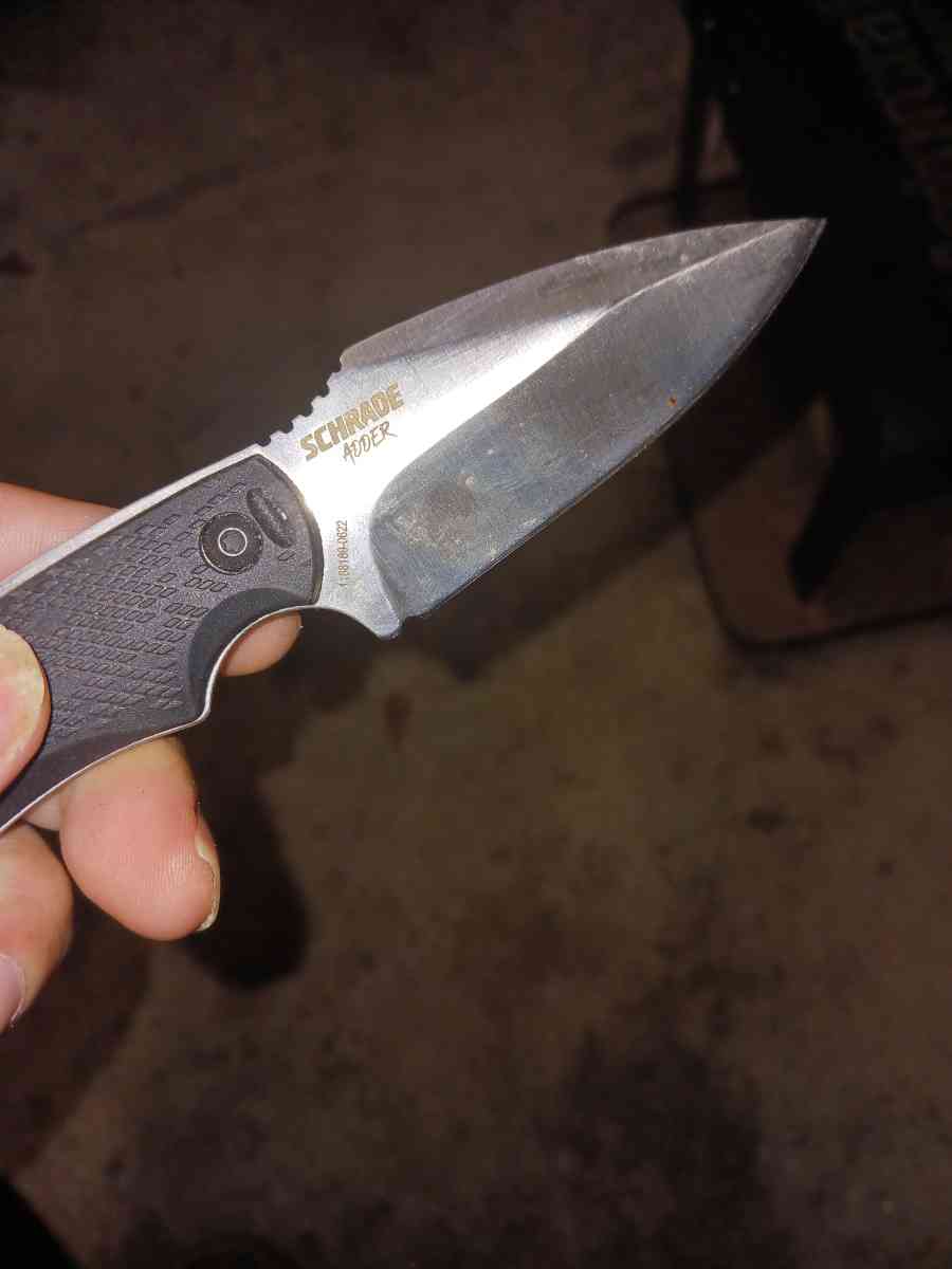 Schrade Adder Fixed Blade Knife Drop Point Satin Blade Polym