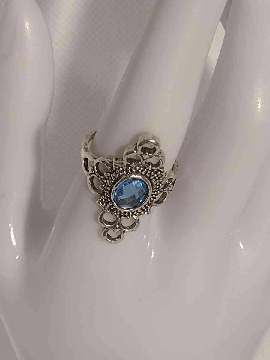 Blue Bohemian Style Silver Ring