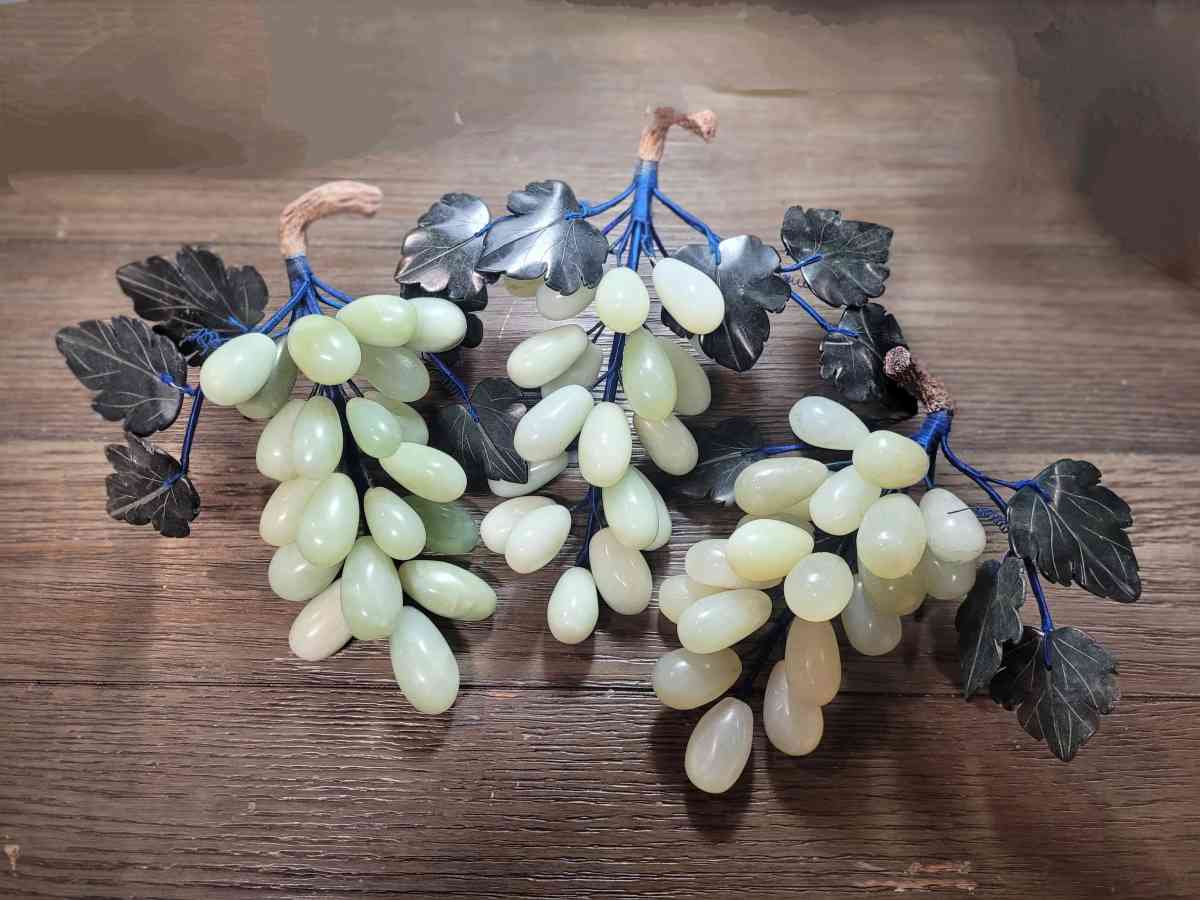 Beautiful antique Genuine jade stone grapes set of 3
