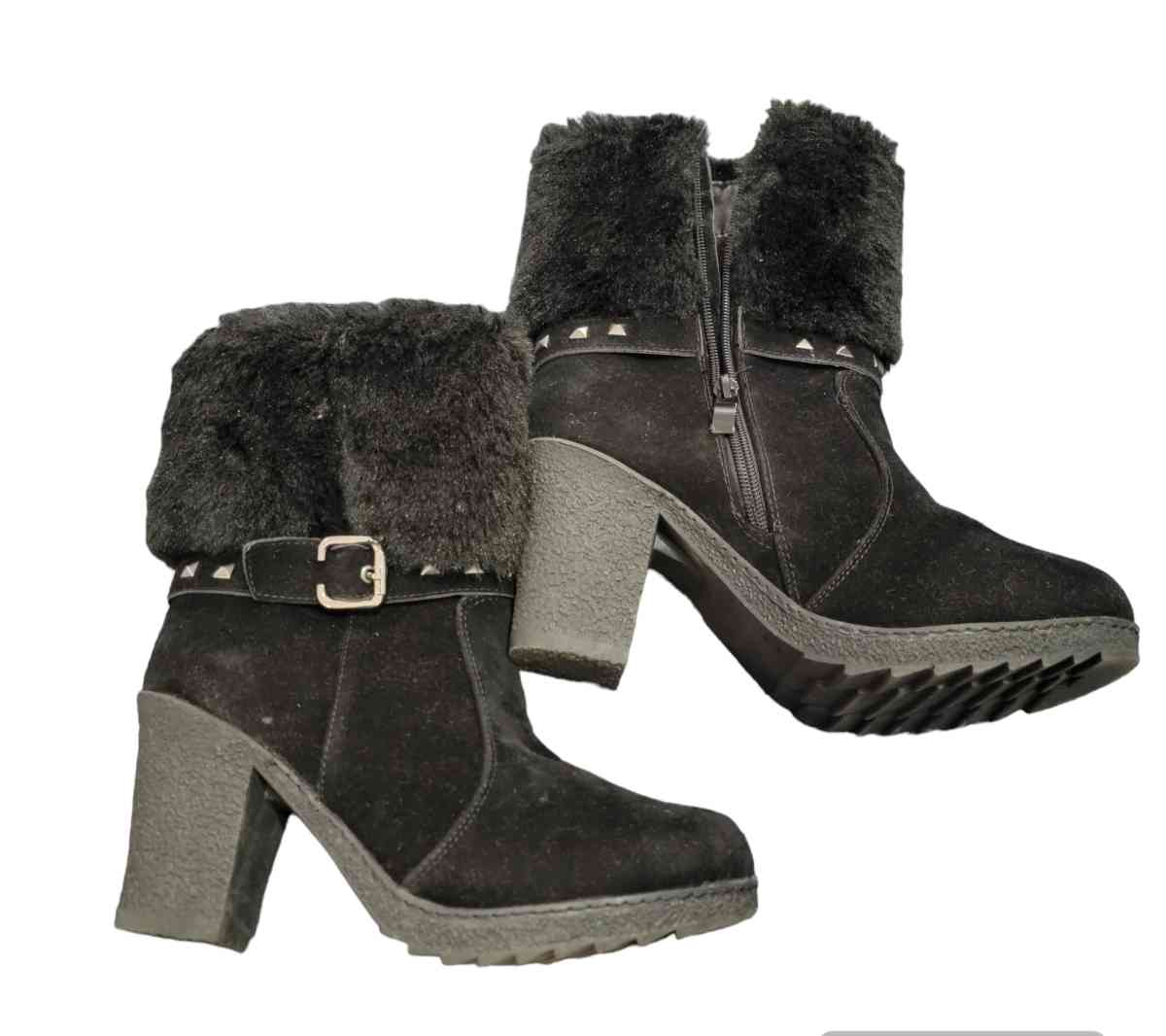 Black Faux Fur Ankle length Boots Size 41