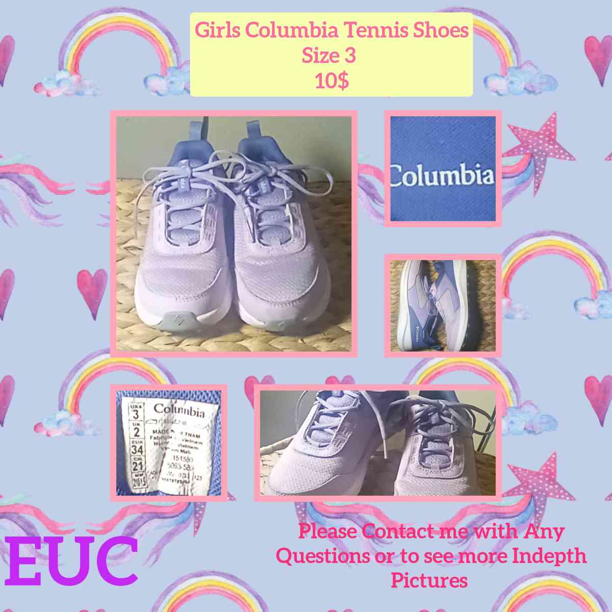 Girls Columbia Size 3 EUC Dark and Light Purple