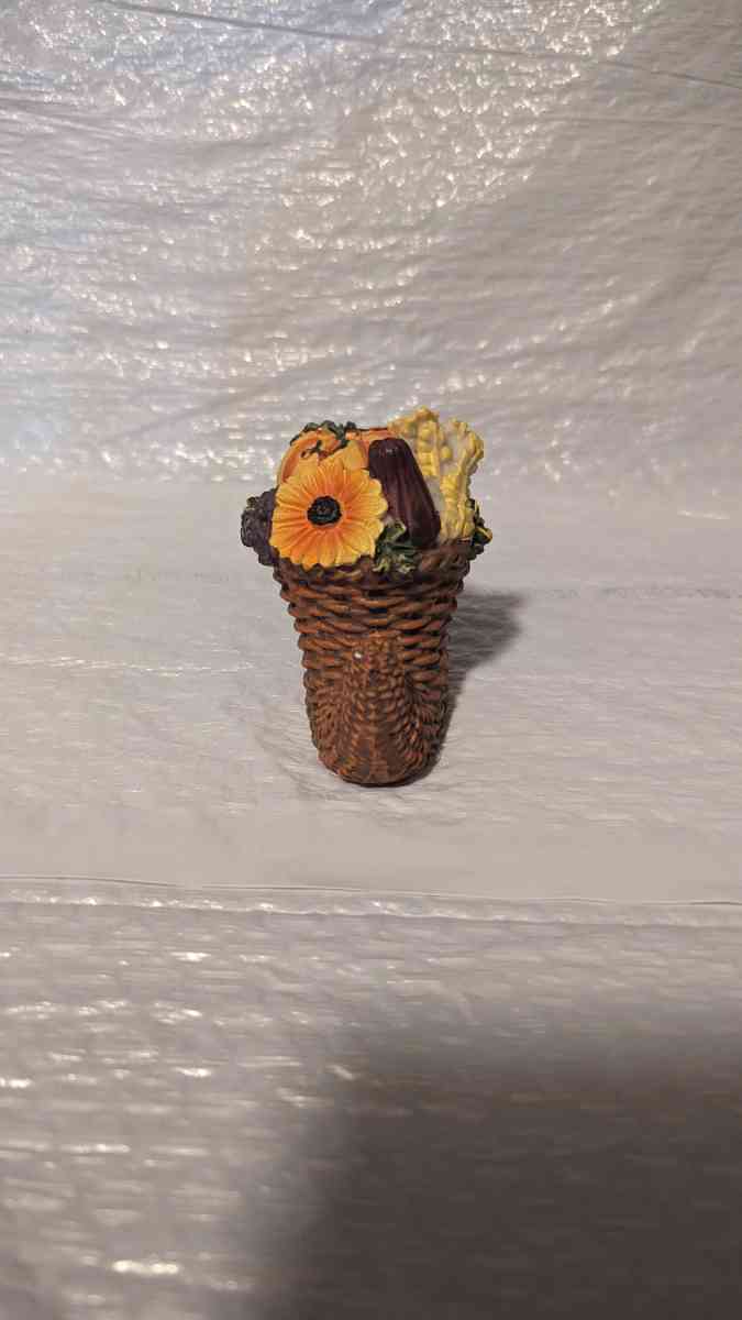 Cornucopia Figurine with a Sunflower and Gourds Harvest  Tha