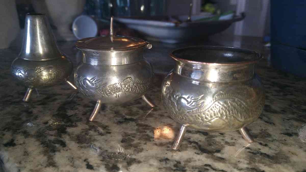 3 antique Japanese salt and pepper shakers