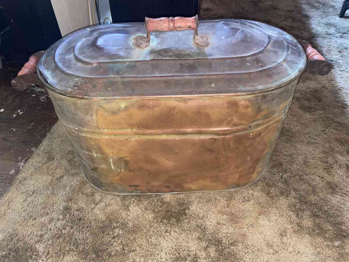 antinque copper boiler basin tub