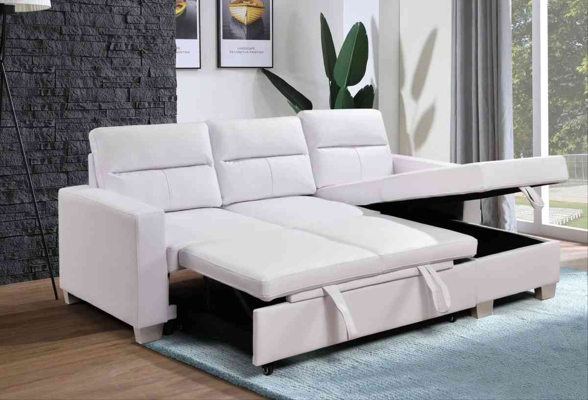 Seccional sofa cama reversible en blanco