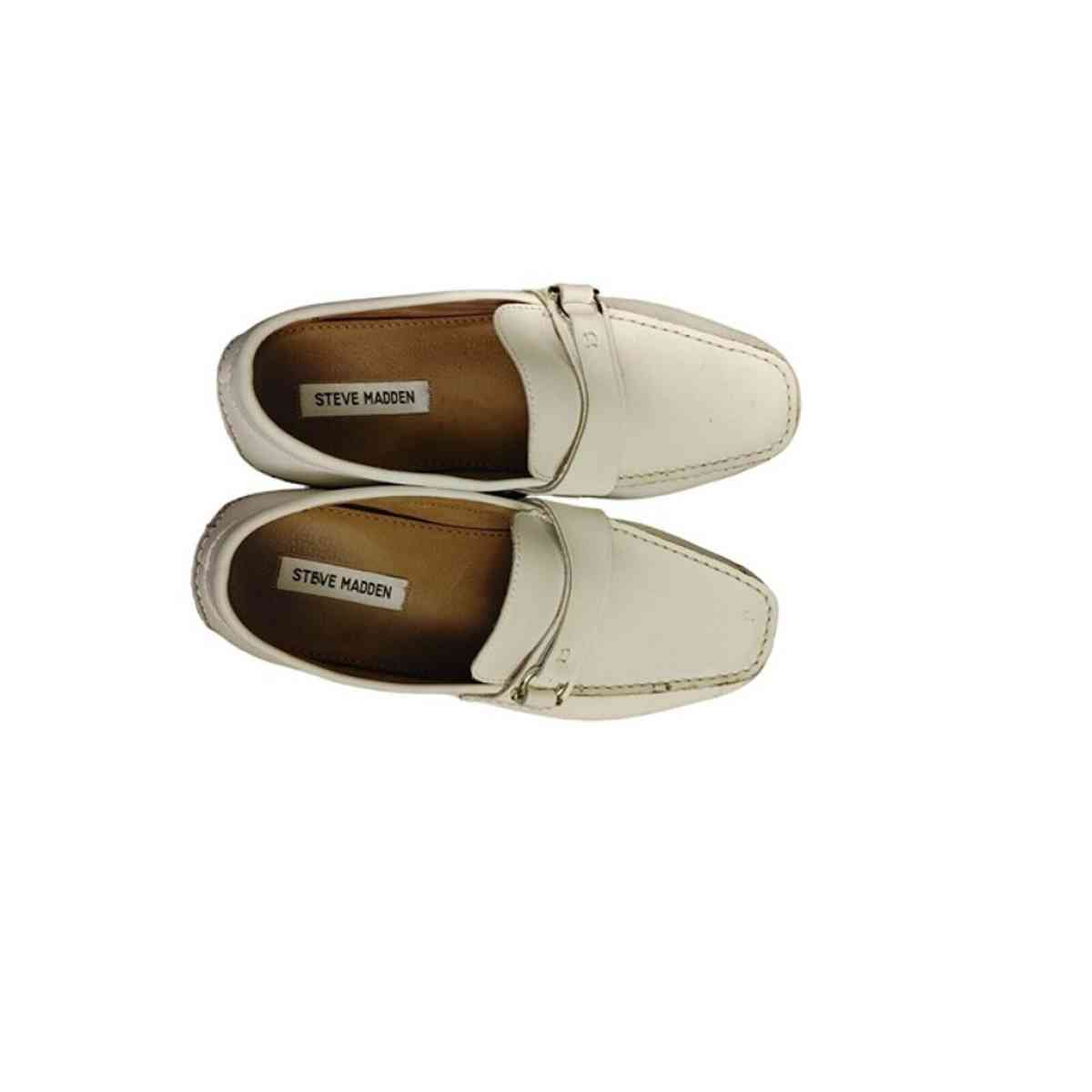 Mens Steve Madden white leather driving moccasin shoes size