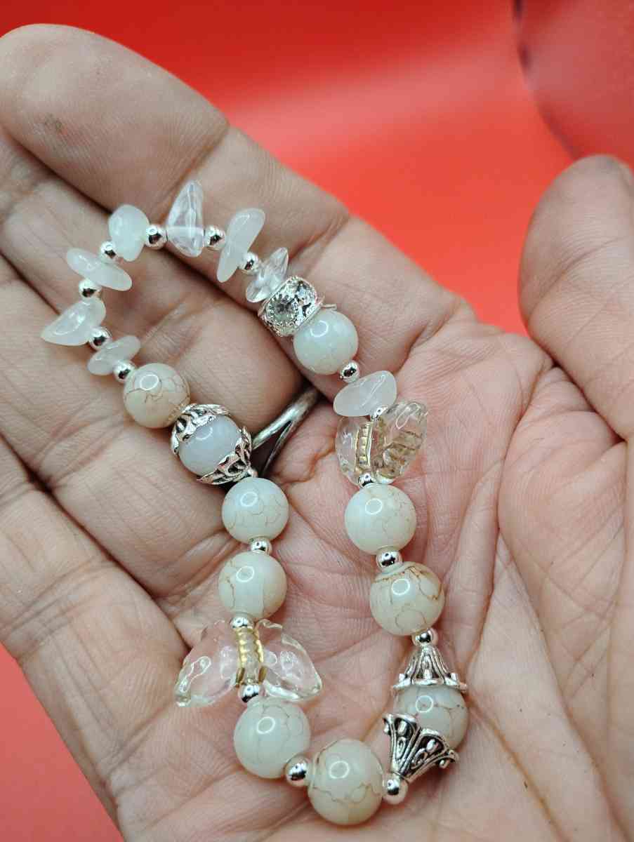 Radiant Mellow BEIGEs with Butterflies and SILVER accents