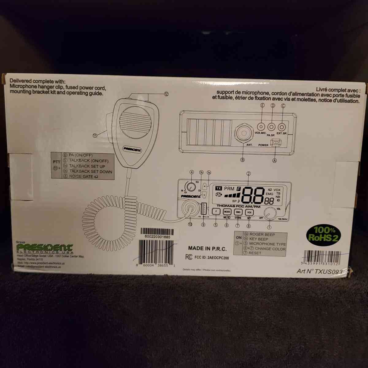 Thomas FCC CB Radio  Model TXUS093  Brand New  RRR Electroni