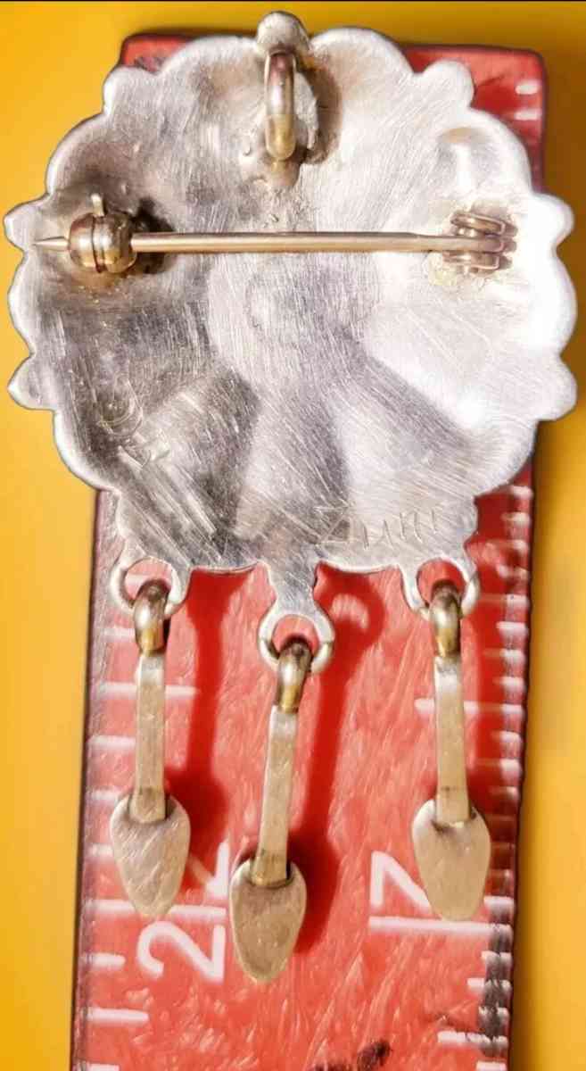 Sterling Silver Turquoise Zuni Flower PendantPENDANTPIN Turq