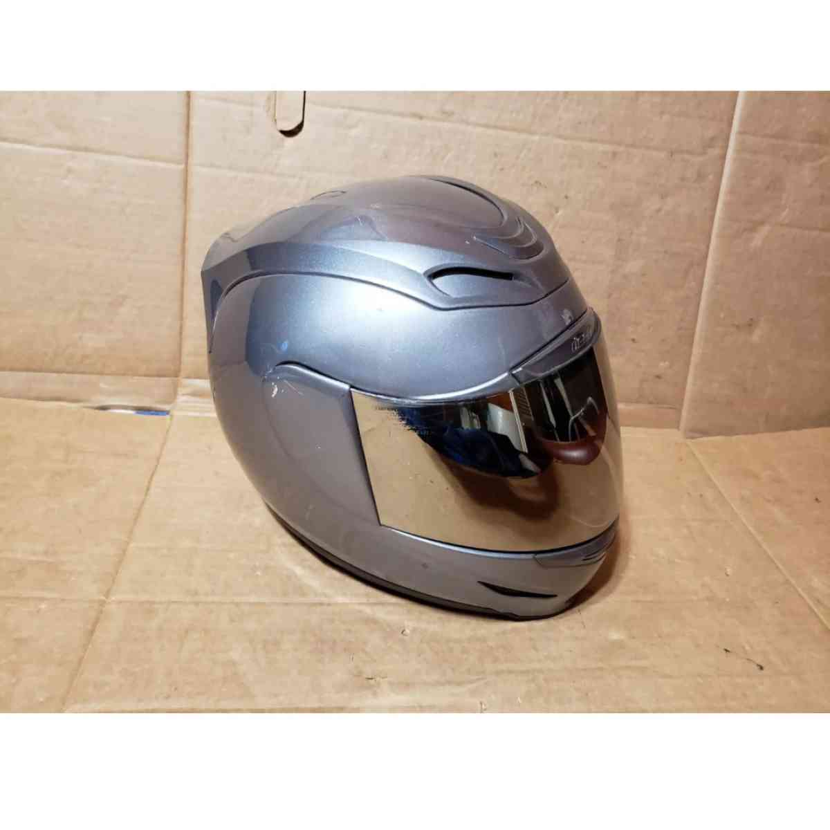 Icon Airmada Gloss Helmet Medallion Silver Medium Like New