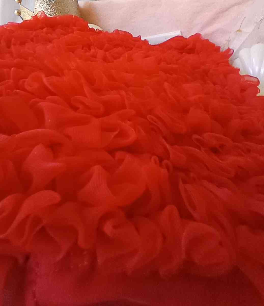 Red Dance Wear Romper Shorts Ruffles on front and on behind