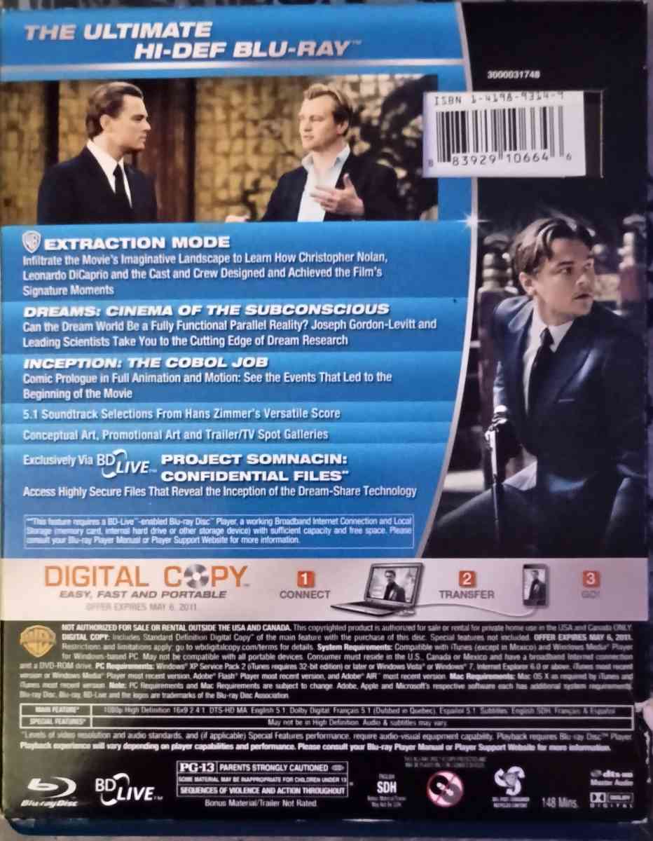 Inception Bluray and DVD
