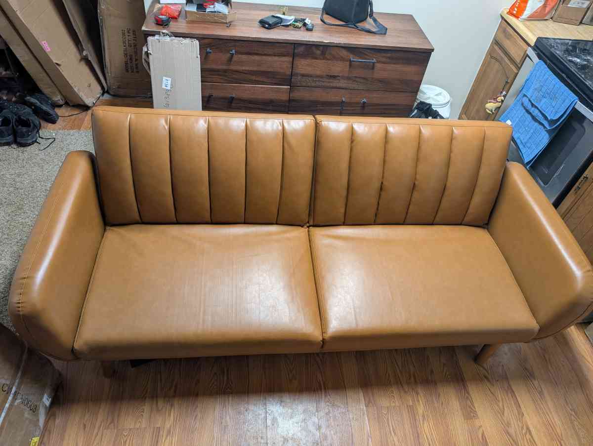 Brittany Vegan Leather Convertible Sofa Futon