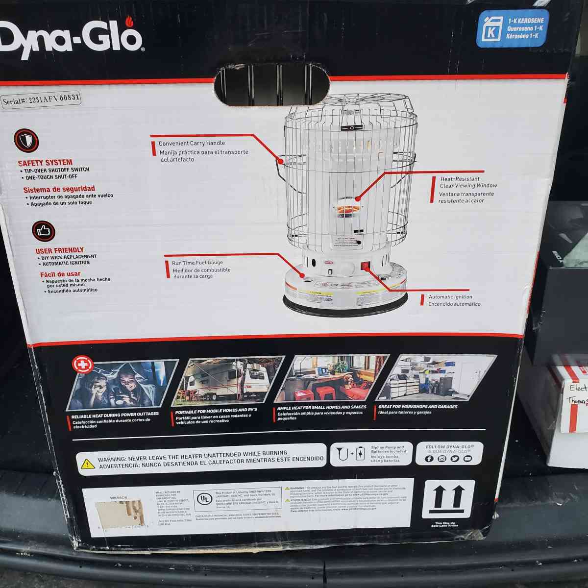 Kerosene Heater  23800 BTU  Brand DynaGlo  Color Ivory  New