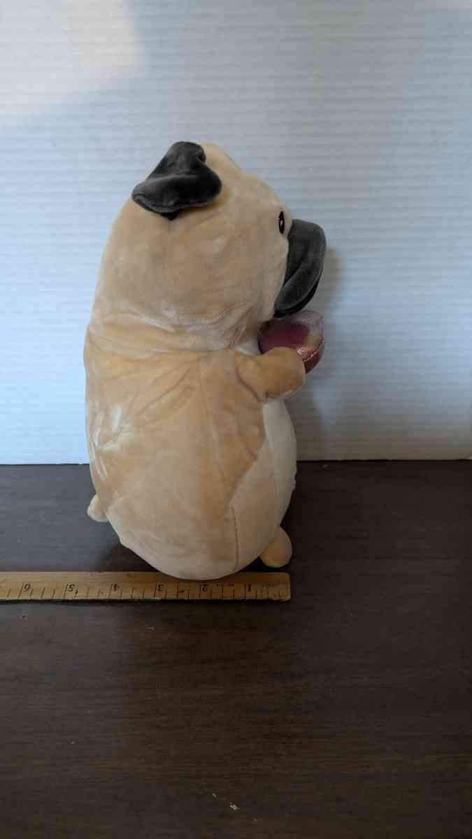 Squishmallows Hug Mees Valentines Pug Dog Holding Pink Heart