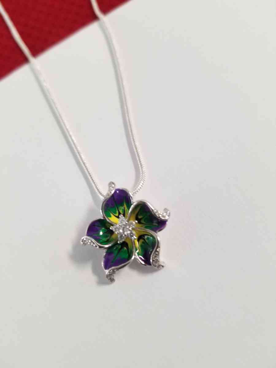 Sterling Silver color Flower Pendant