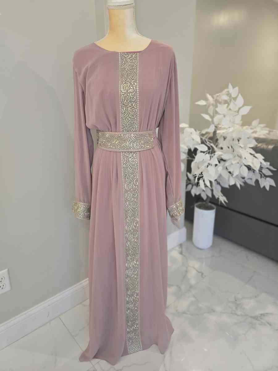 Egyptian Abaya 4 pieces belted fancy elegant dress