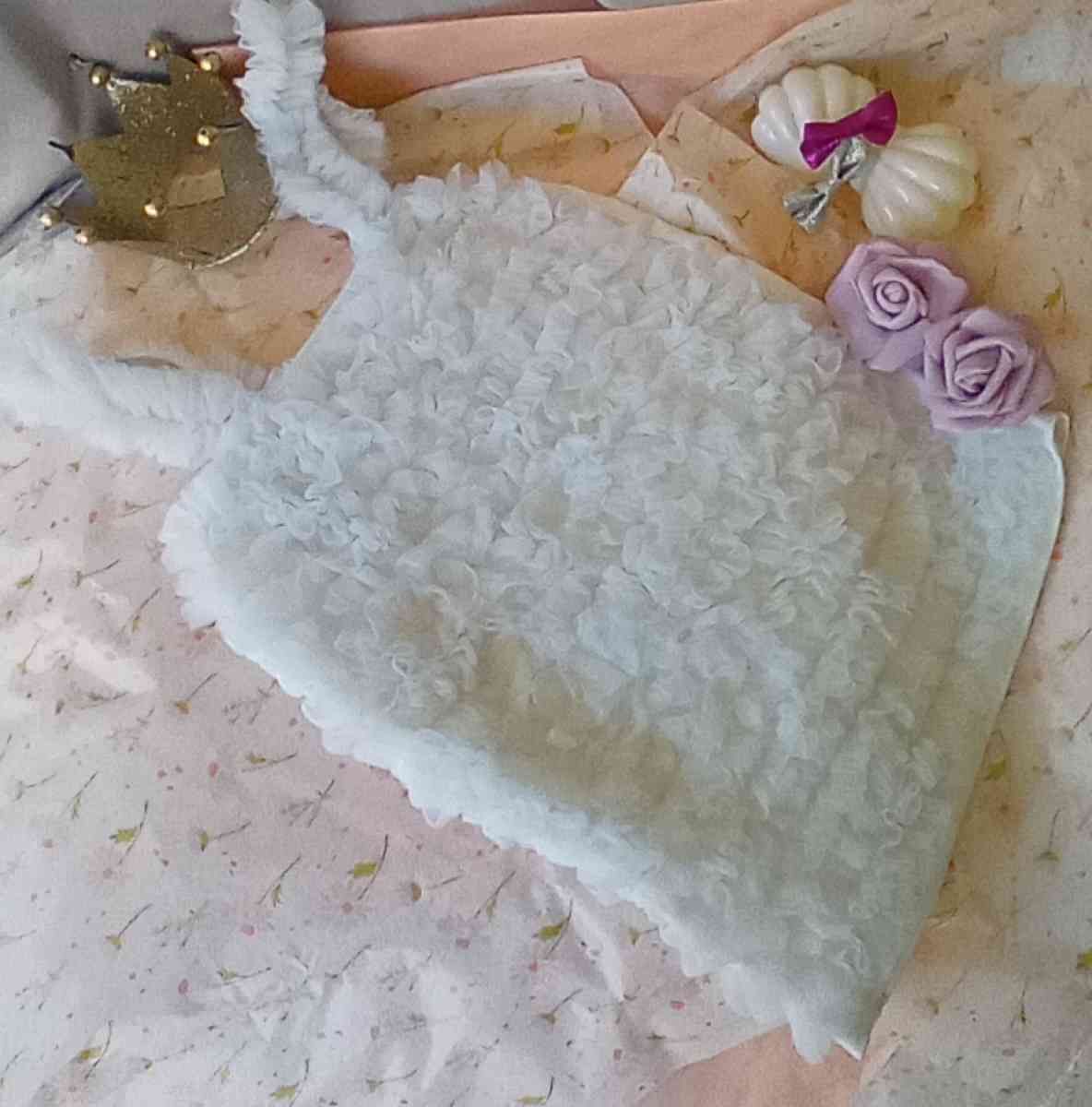 White Dance Wear Tank Ruffles EUC