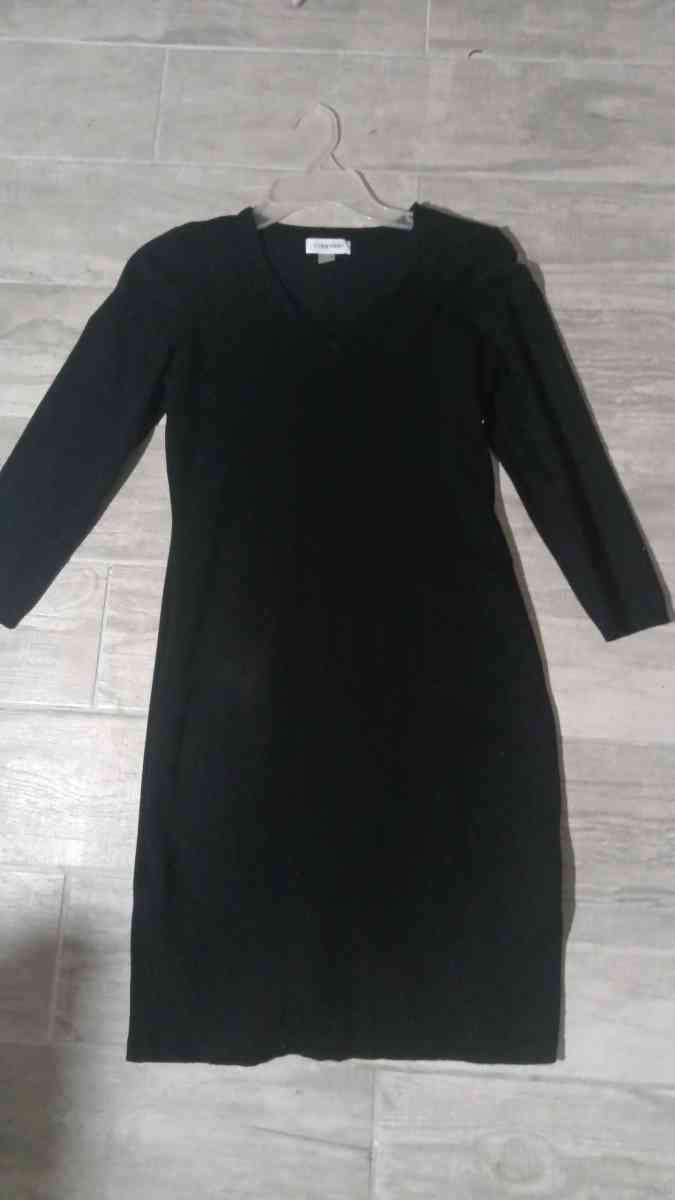 elegant modest Calvin Klein long sleeve black sweater dress