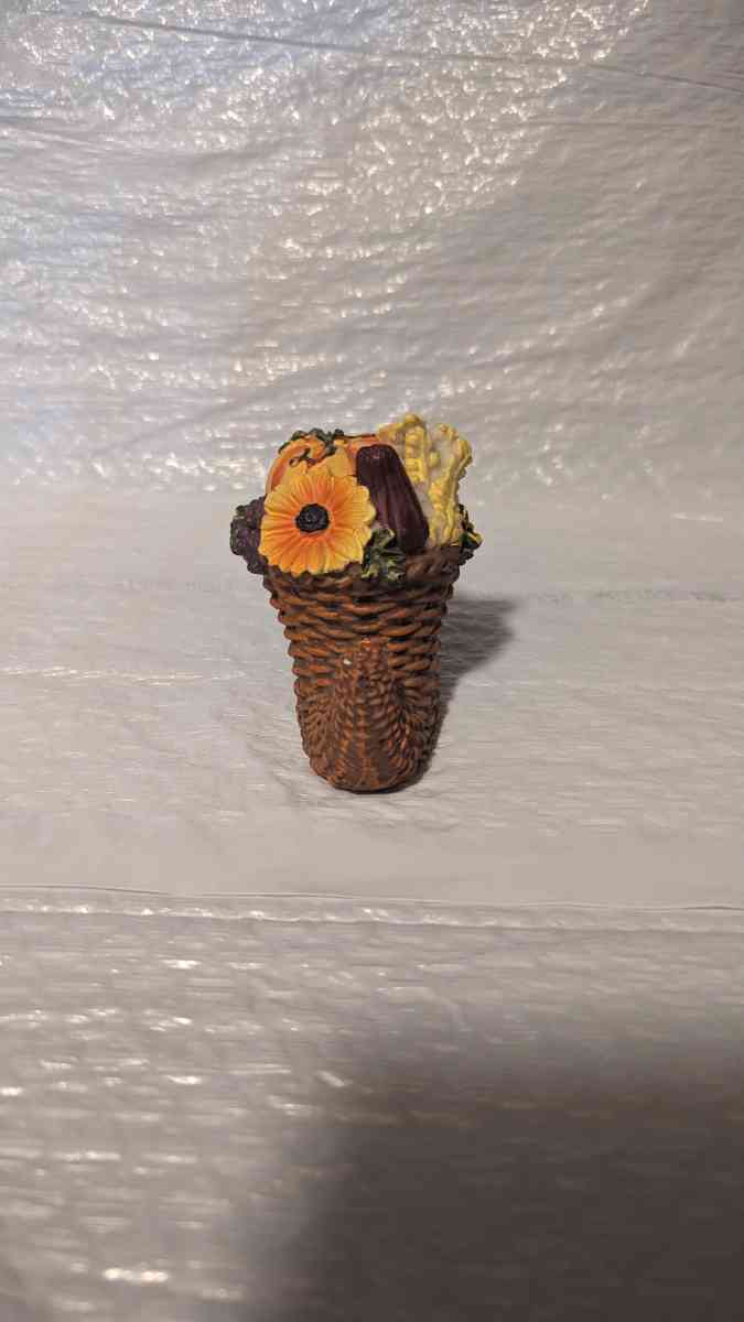 Cornucopia Figurine with a Sunflower and Gourds Harvest  Tha