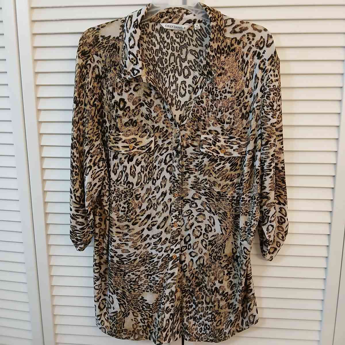 Emily Daniels Leopard Print Blouse Size 1X