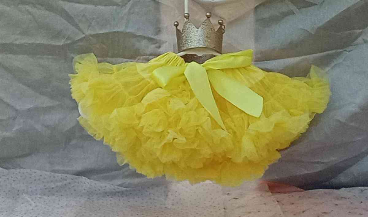 0 to 1yrs Yellow TuTu Pettiskirt EUC Bow Cinches Waist