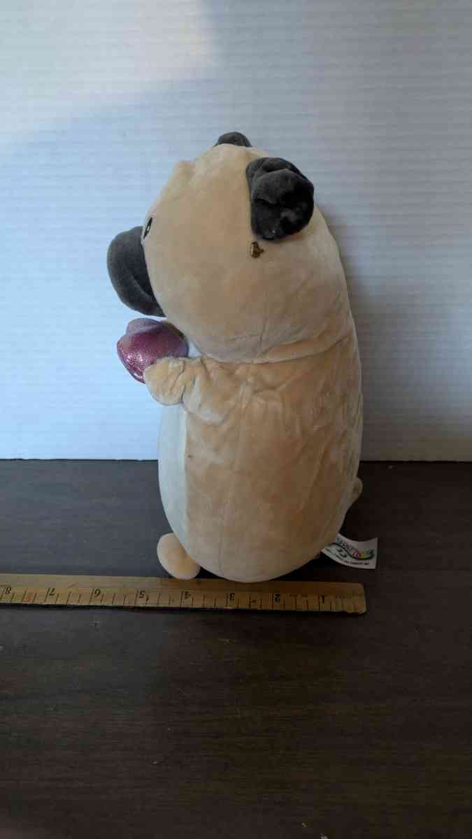 Squishmallows Hug Mees Valentines Pug Dog Holding Pink Heart