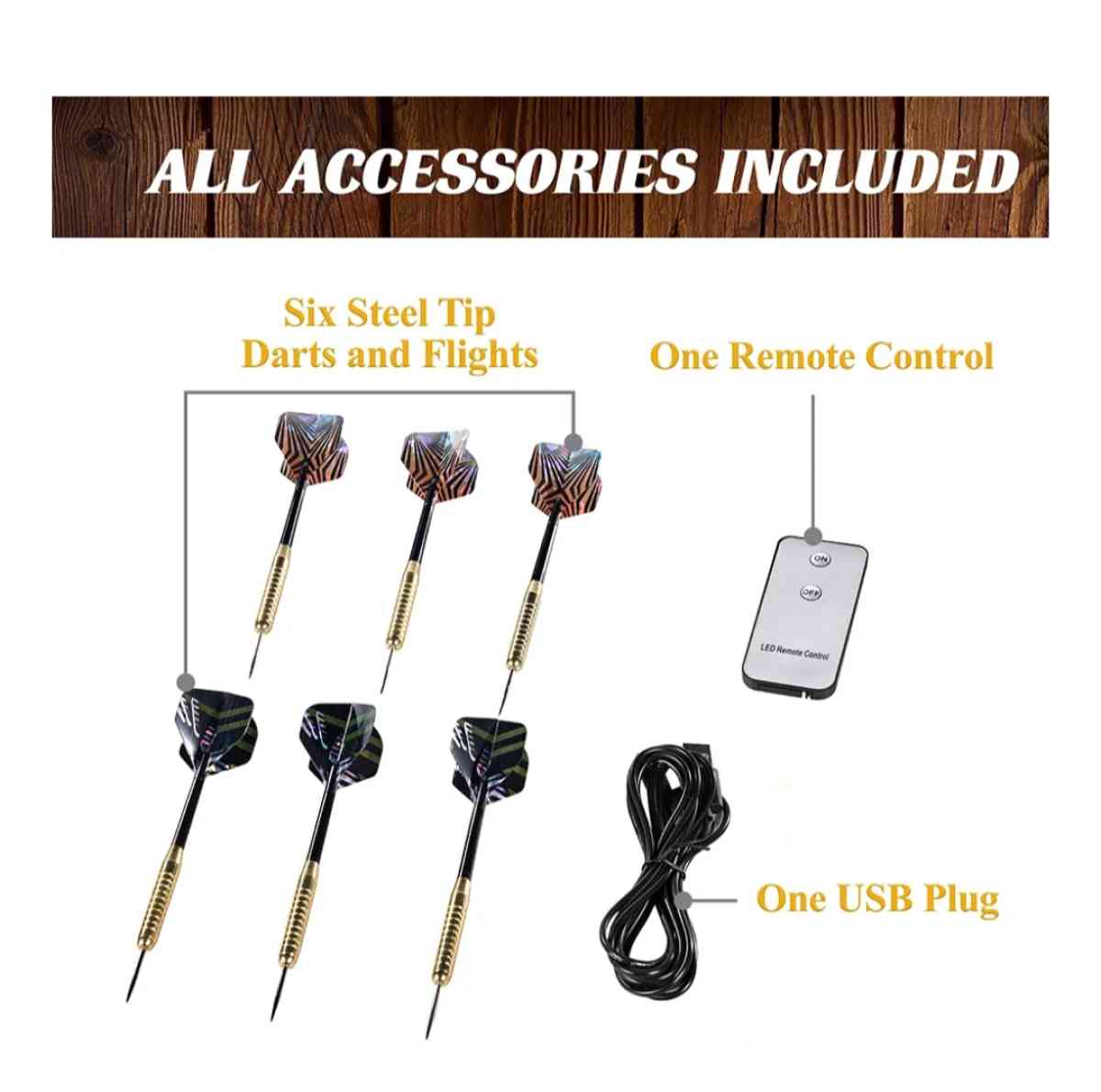 Bristle Dartboard Cabinet Set LED Lights Official Size Dart