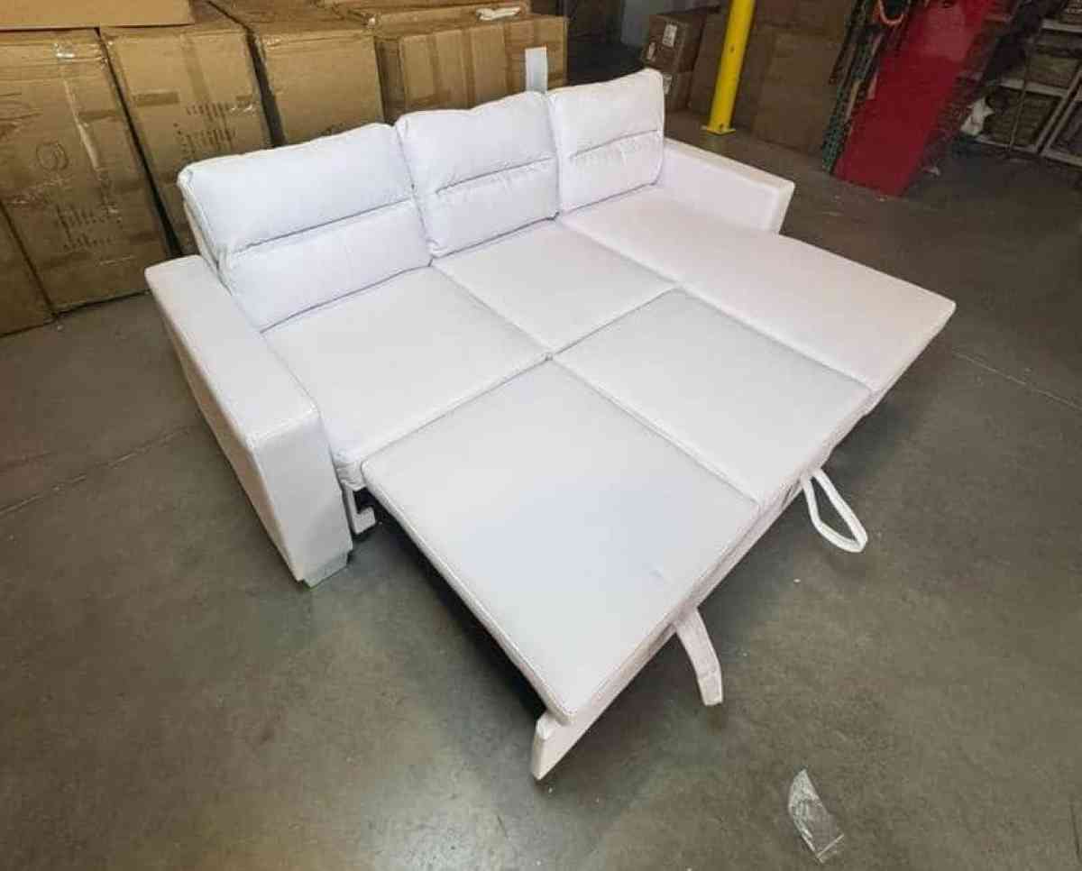 Seccional sofa cama reversible en blanco