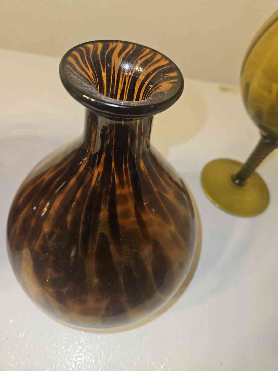 vintage amber glass vases
