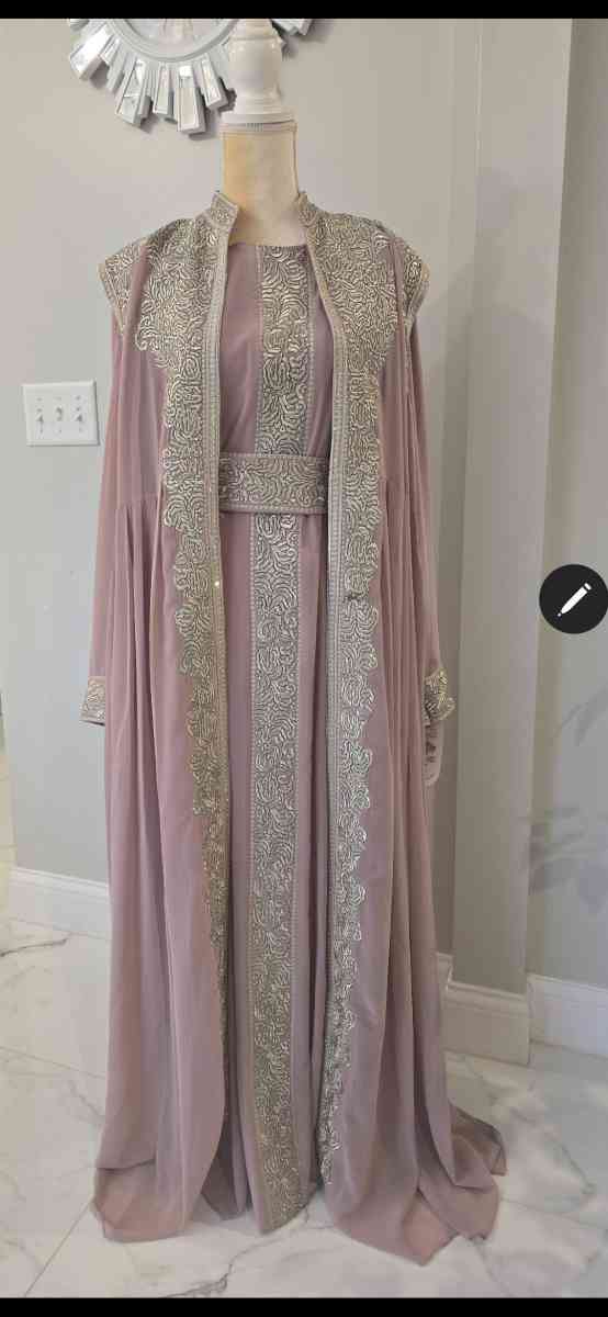 Egyptian Abaya 4 pieces belted fancy elegant dress