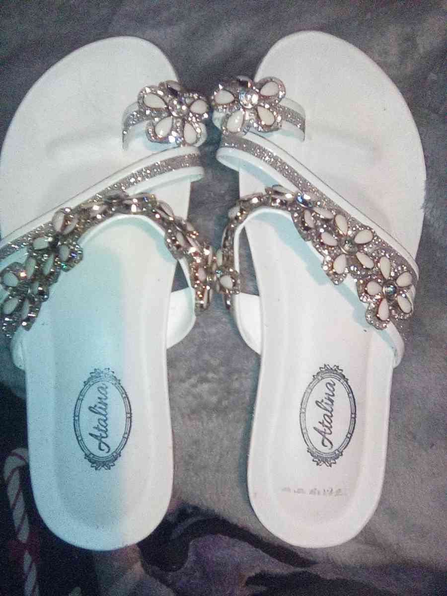 sequined white atalina shoes